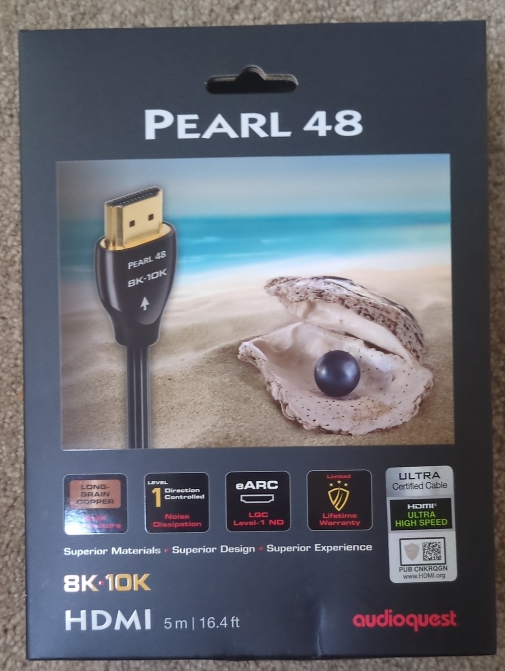AudioQuest Pearl 48 HDMI Cable - Black 16.4 FT
